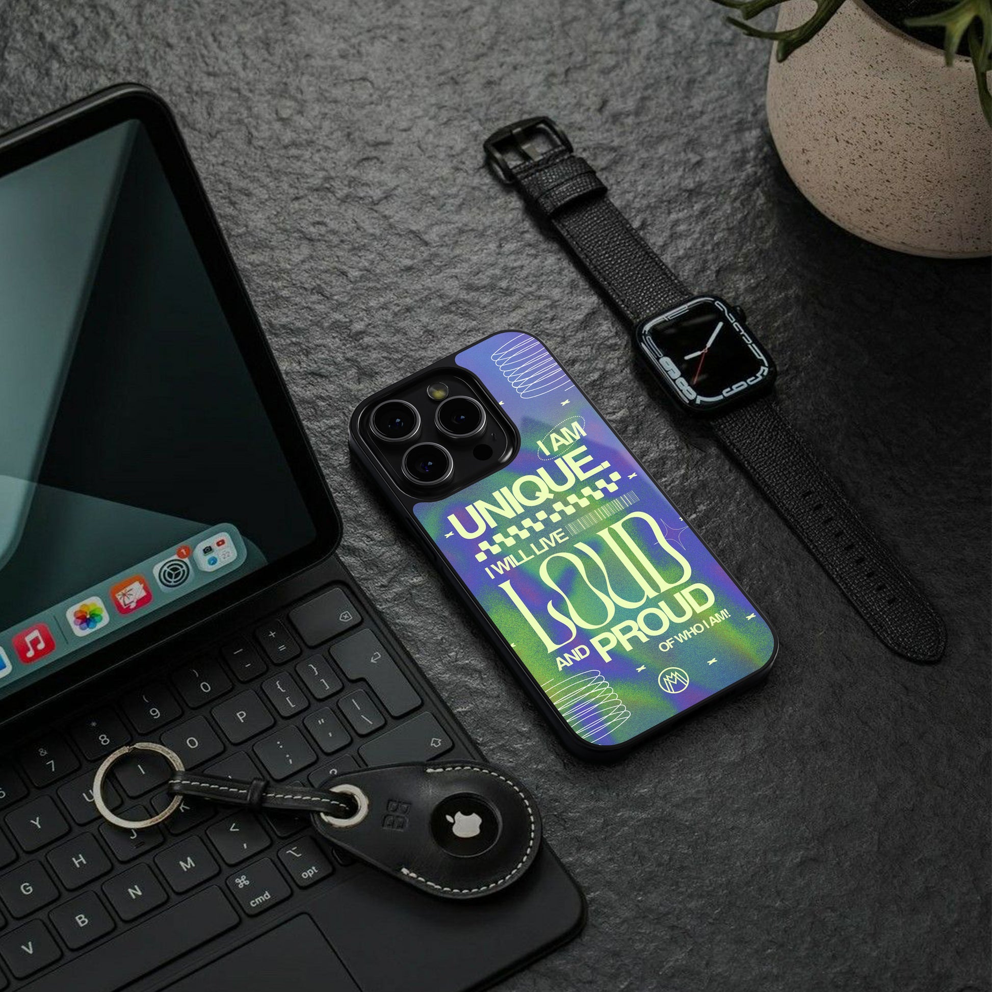 proudly me back phone cover | glass case for iphone 15 pro