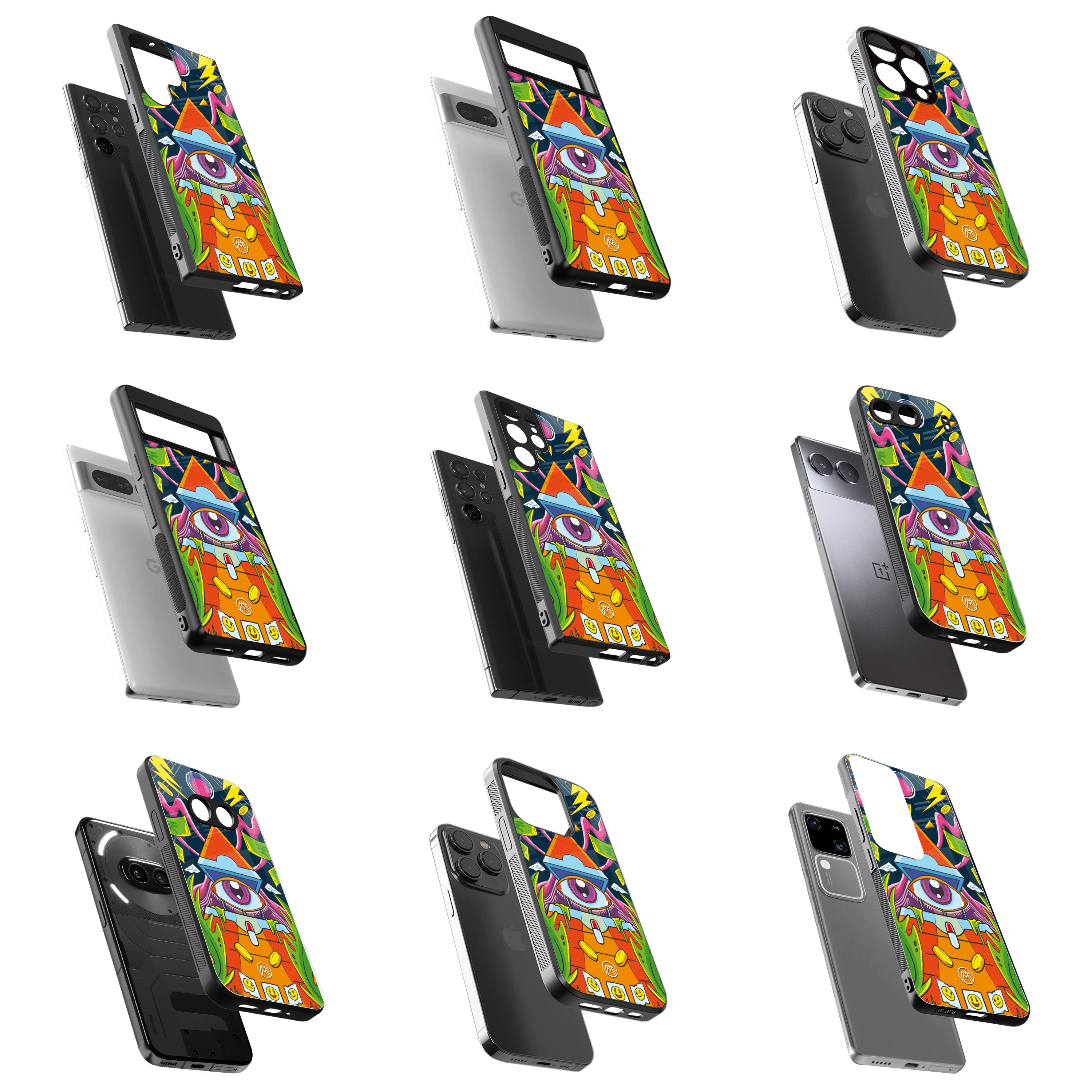 Durable Glass Back Mobile Case for iPhone, Samsung, OnePlus, Google Pixel, Redmi, Vivo, Oppo
