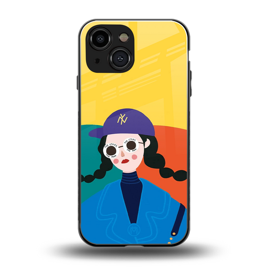 psychedelic chic back phone cover | glass case for iphone 13 mini
