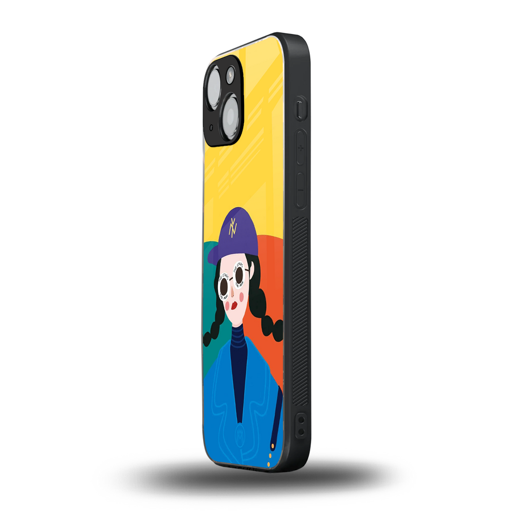 psychedelic chic back phone cover | glass case for iphone 13 mini