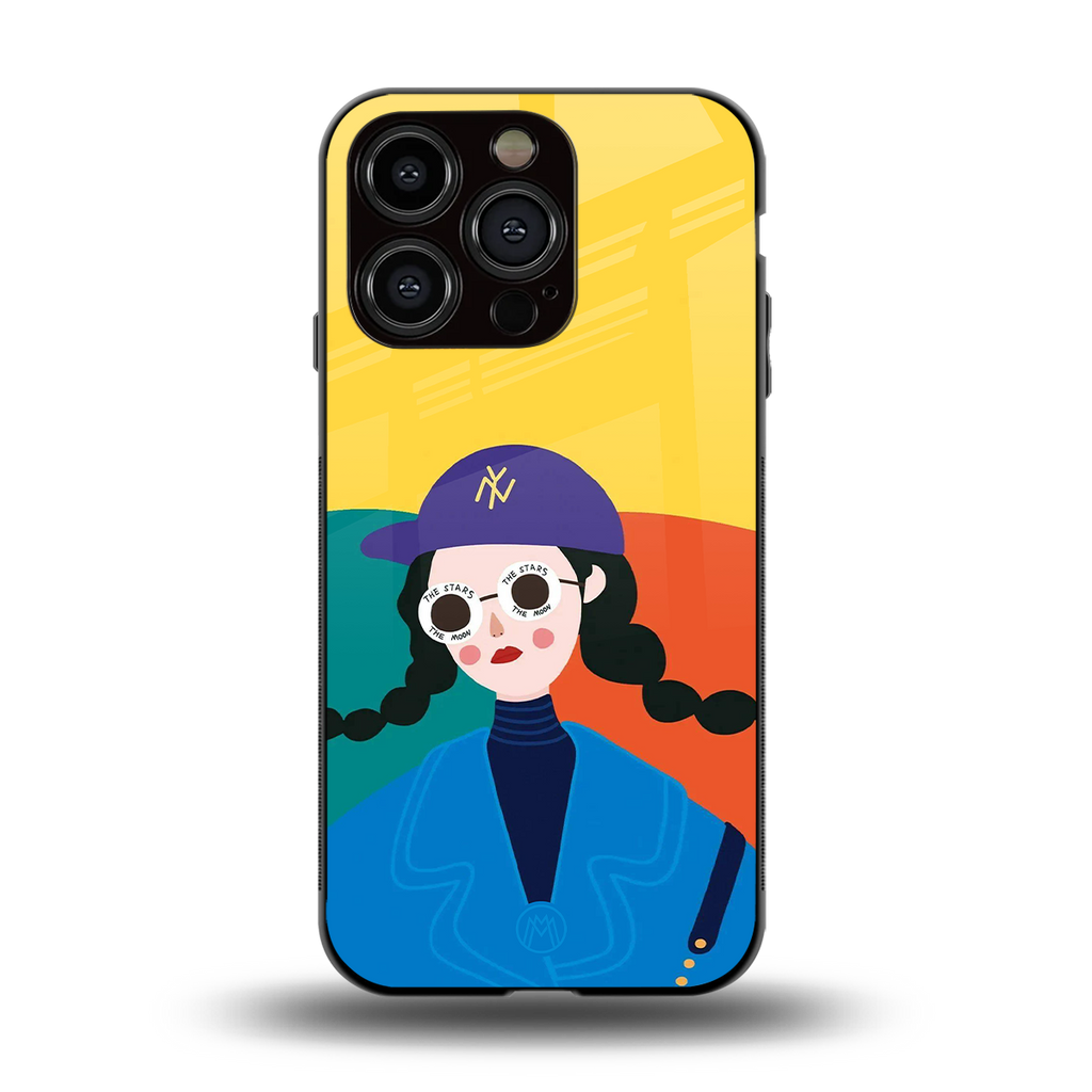psychedelic chic back phone cover | glass case for iphone 13 pro