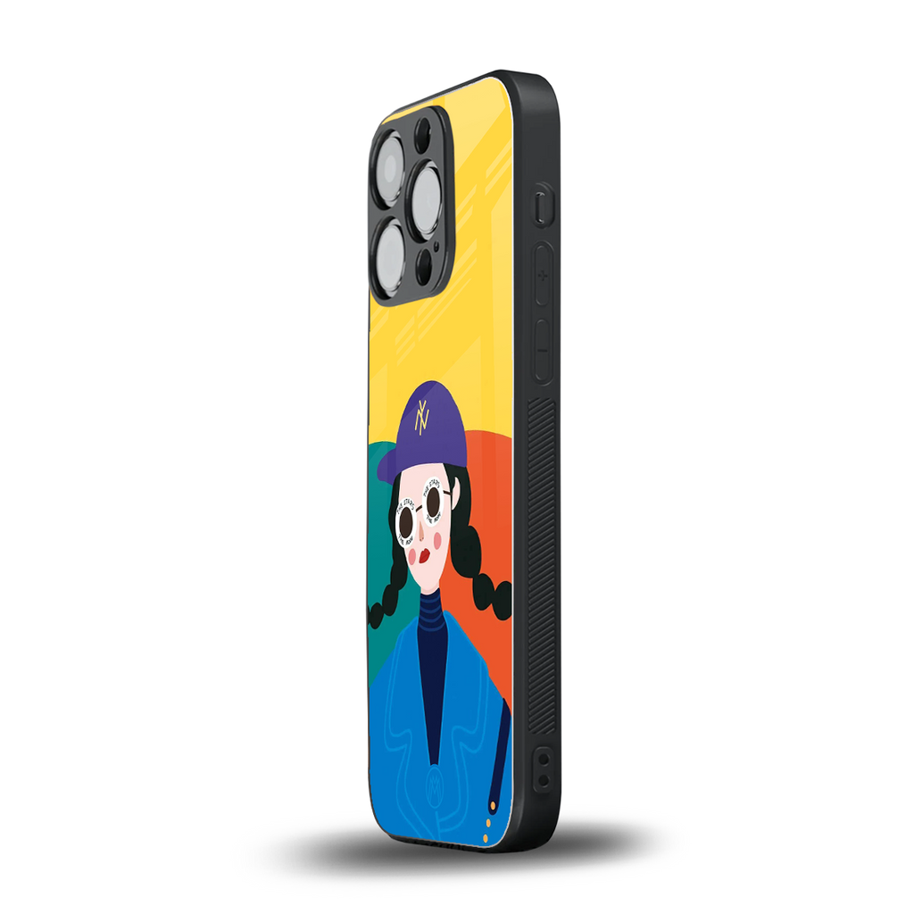 psychedelic chic back phone cover | glass case for iphone 13 pro