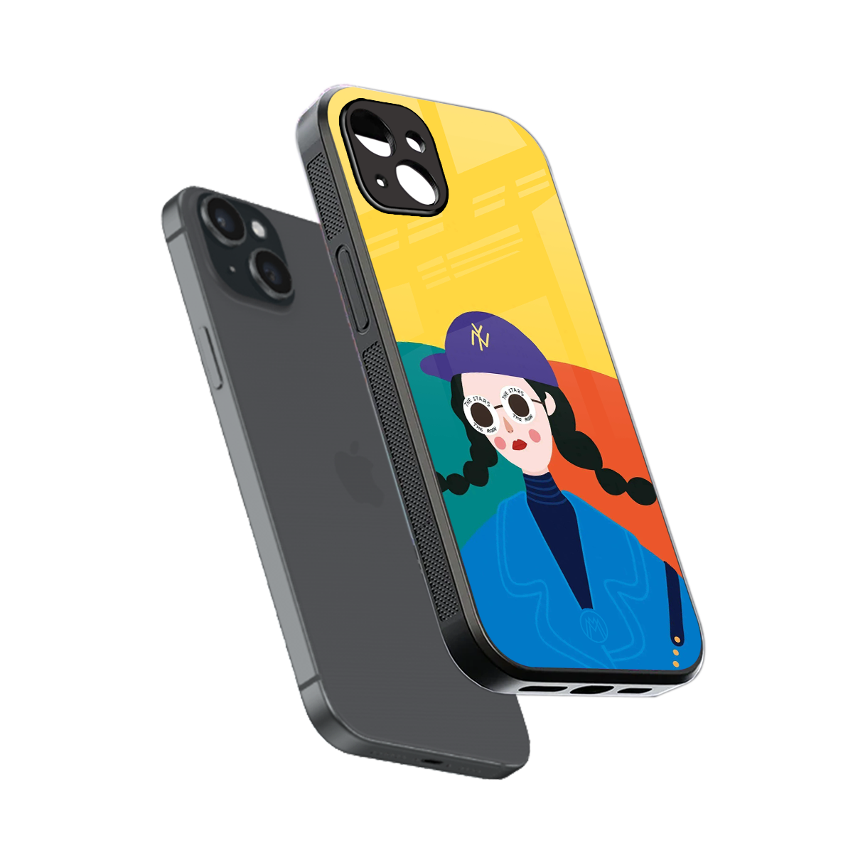 psychedelic chic back phone cover | glass case for iphone 15 plus