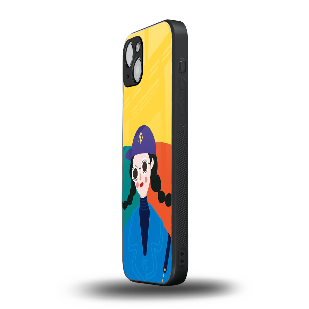 psychedelic chic back phone cover | glass case for iphone 15 plus