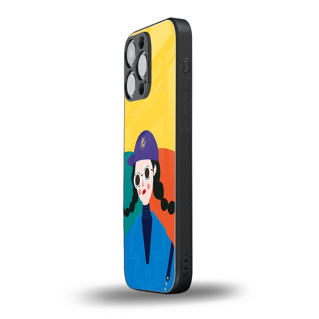 psychedelic chic back phone cover | glass case for iphone 15 pro max