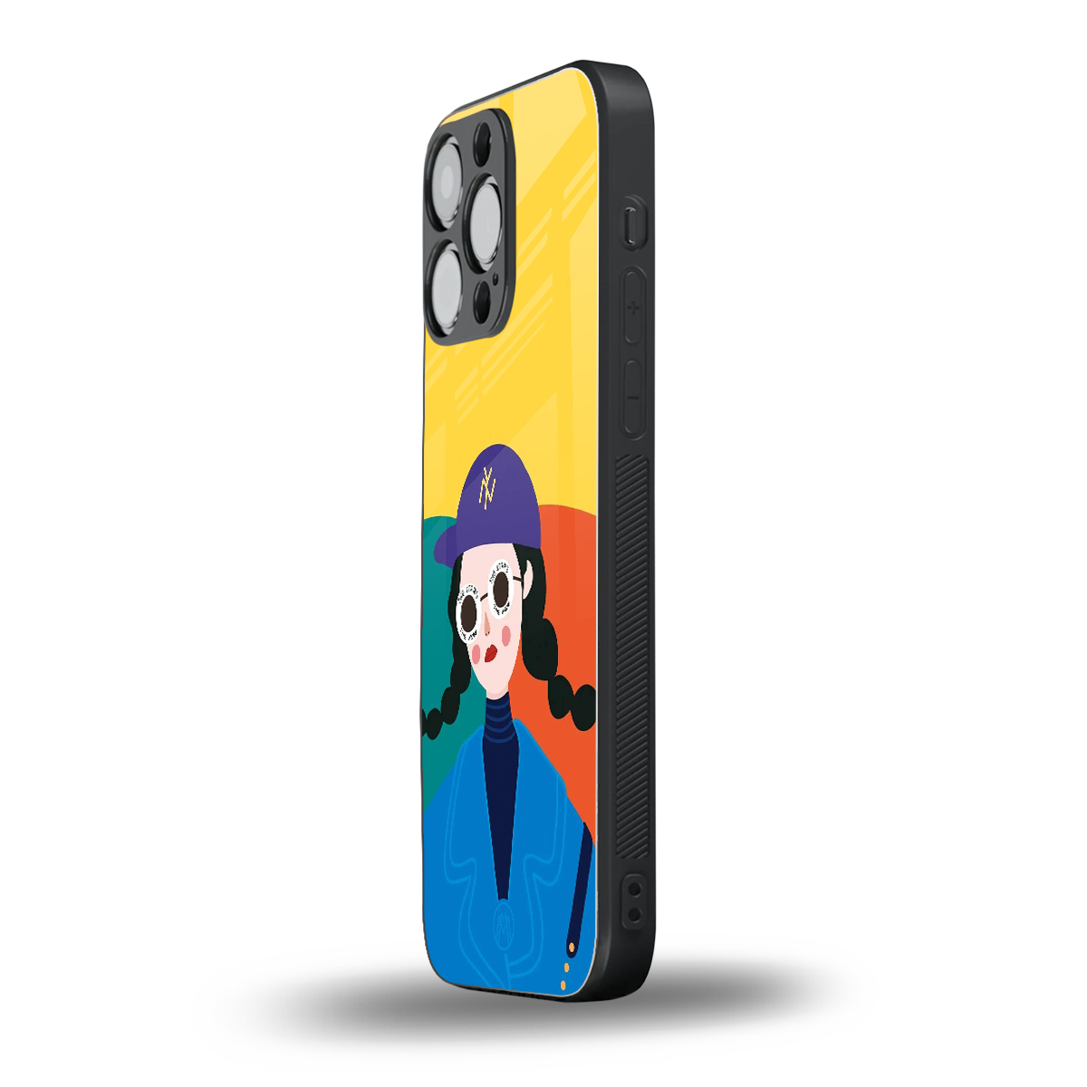 psychedelic chic back phone cover | glass case for iphone 15 pro max