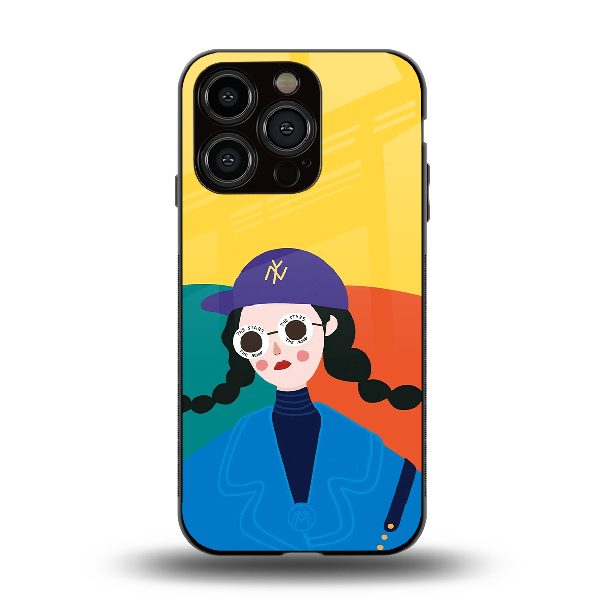 psychedelic chic back phone cover | glass case for iphone 15 pro