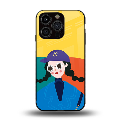 psychedelic chic back phone cover | glass case for iphone 15 pro