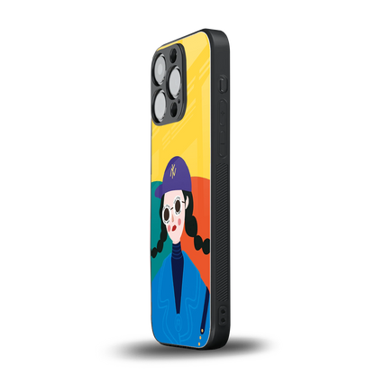 psychedelic chic back phone cover | glass case for iphone 15 pro