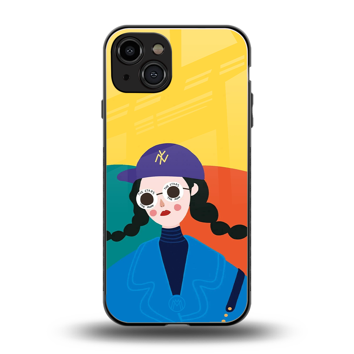psychedelic chic back phone cover | glass case for iphone 15