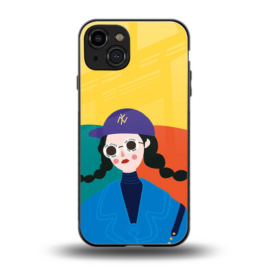 psychedelic chic back phone cover | glass case for iphone 15