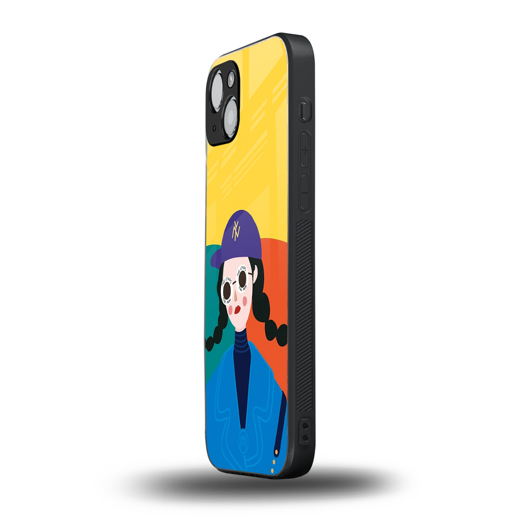 psychedelic chic back phone cover | glass case for iphone 15
