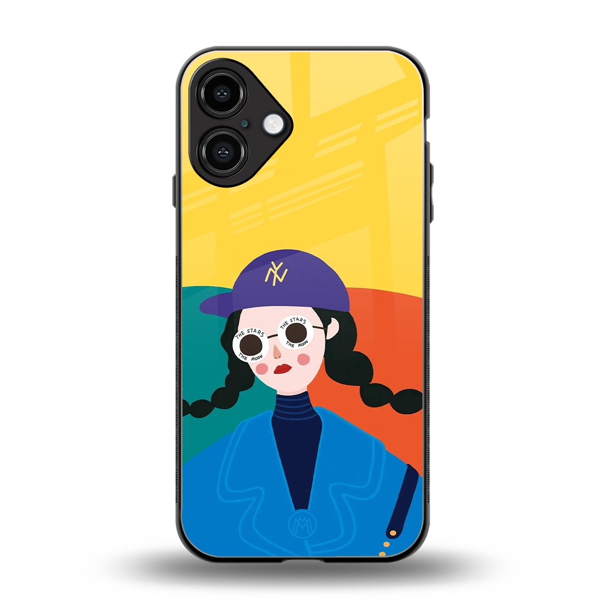 psychedelic chic back phone cover | glass case for iphone 16 plus