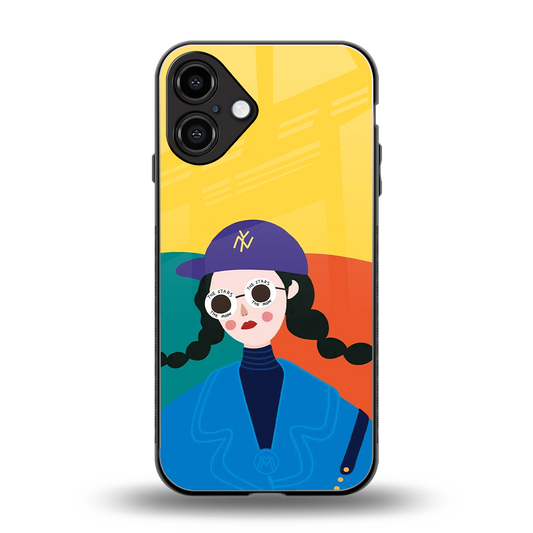 psychedelic chic back phone cover | glass case for iphone 16 plus
