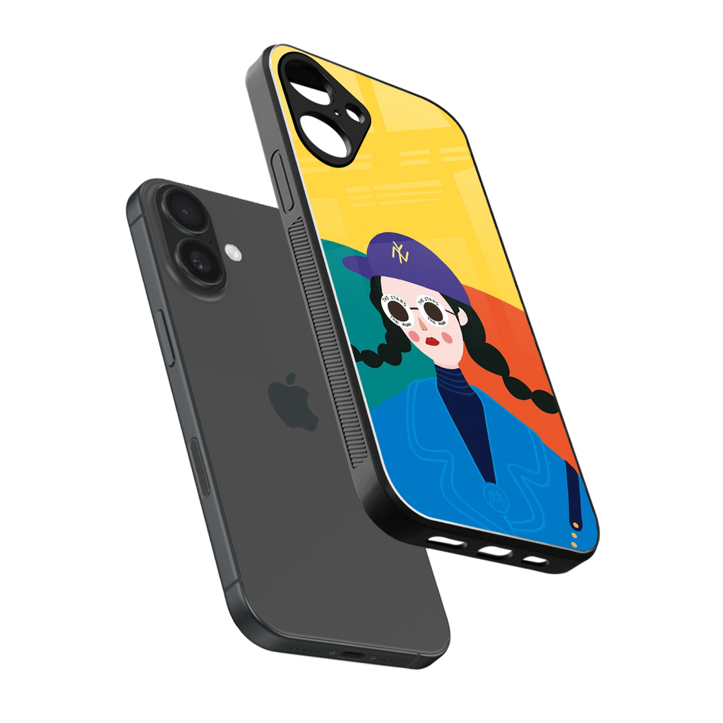 psychedelic chic back phone cover | glass case for iphone 16 plus