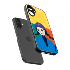psychedelic chic back phone cover | glass case for iphone 16 plus