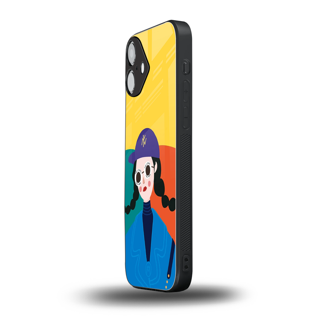 psychedelic chic back phone cover | glass case for iphone 16 plus