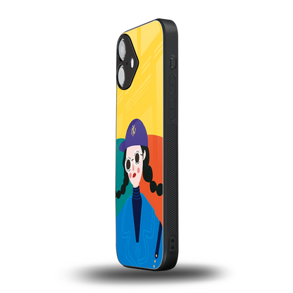 psychedelic chic back phone cover | glass case for iphone 16 plus