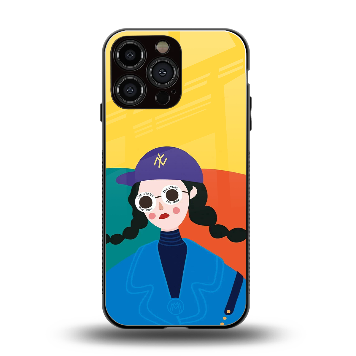 psychedelic chic back phone cover | glass case for iphone 16 pro max