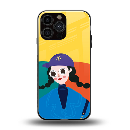 psychedelic chic back phone cover | glass case for iphone 16 pro max