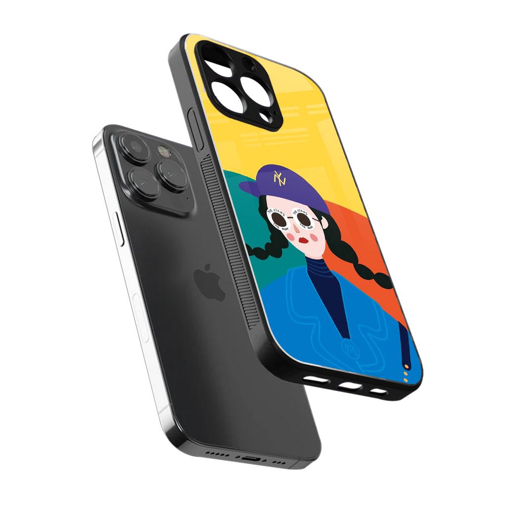psychedelic chic back phone cover | glass case for iphone 16 pro max