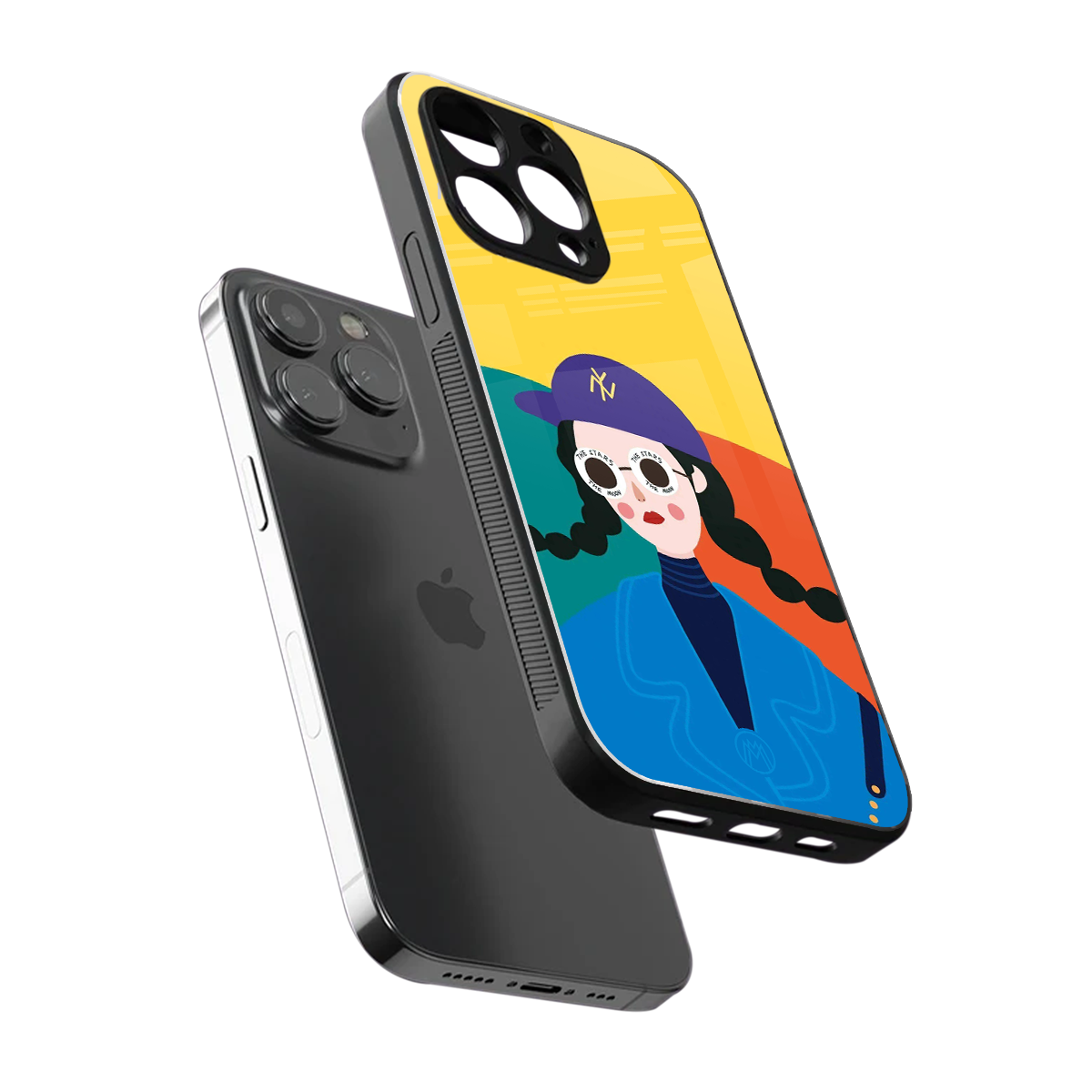 psychedelic chic back phone cover | glass case for iphone 16 pro max