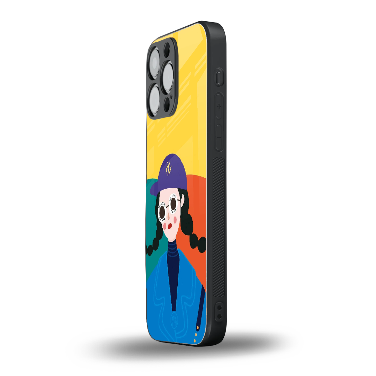 psychedelic chic back phone cover | glass case for iphone 16 pro max