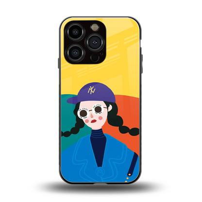 psychedelic chic back phone cover | glass case for iphone 16 pro