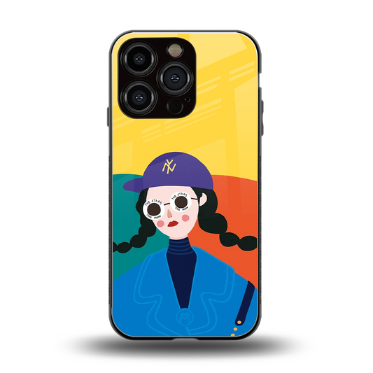 psychedelic chic back phone cover | glass case for iphone 16 pro