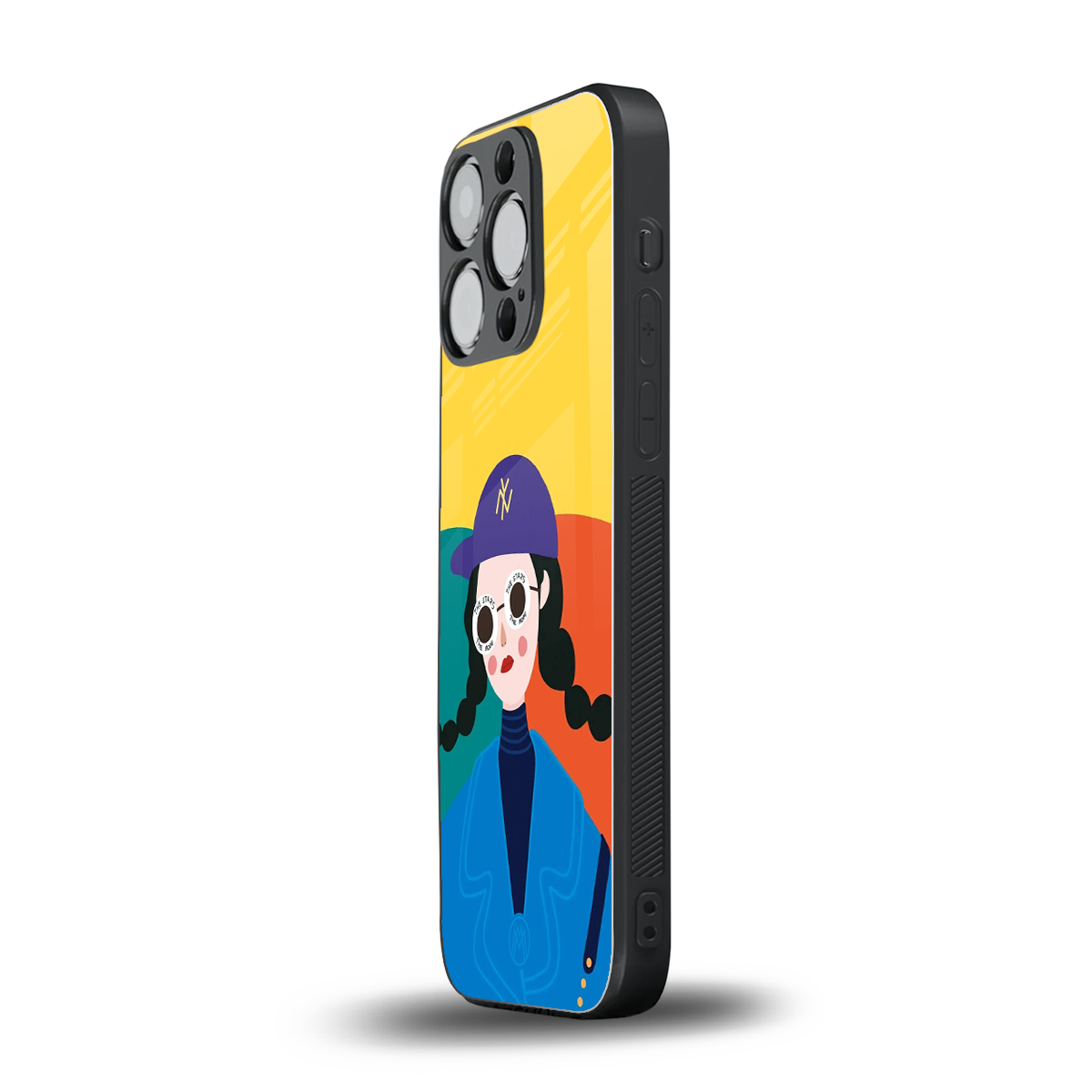 psychedelic chic back phone cover | glass case for iphone 16 pro