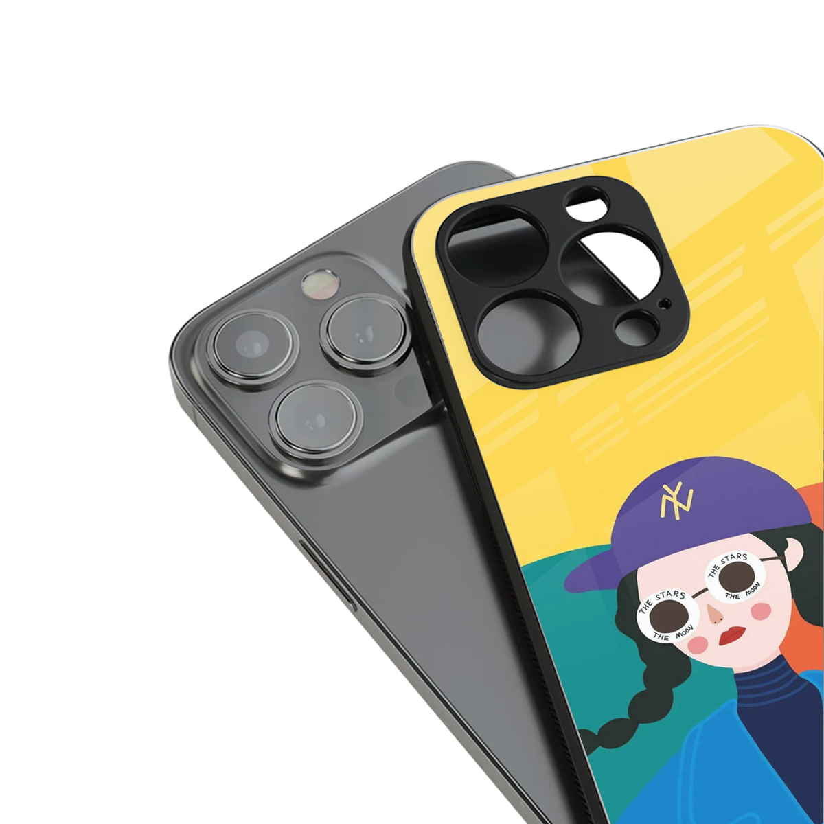 psychedelic chic back phone cover | glass case for iphone 16 pro max