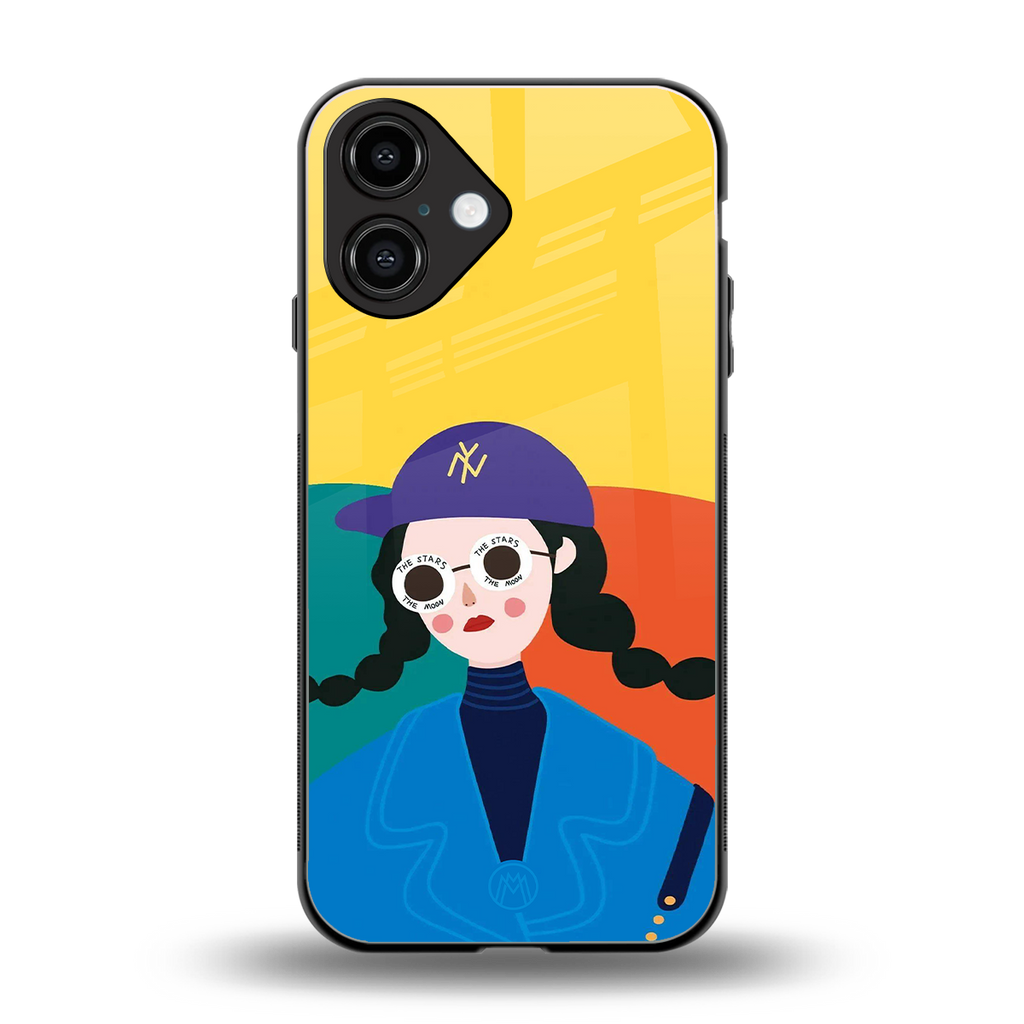 psychedelic chic back phone cover | glass case for iphone 16