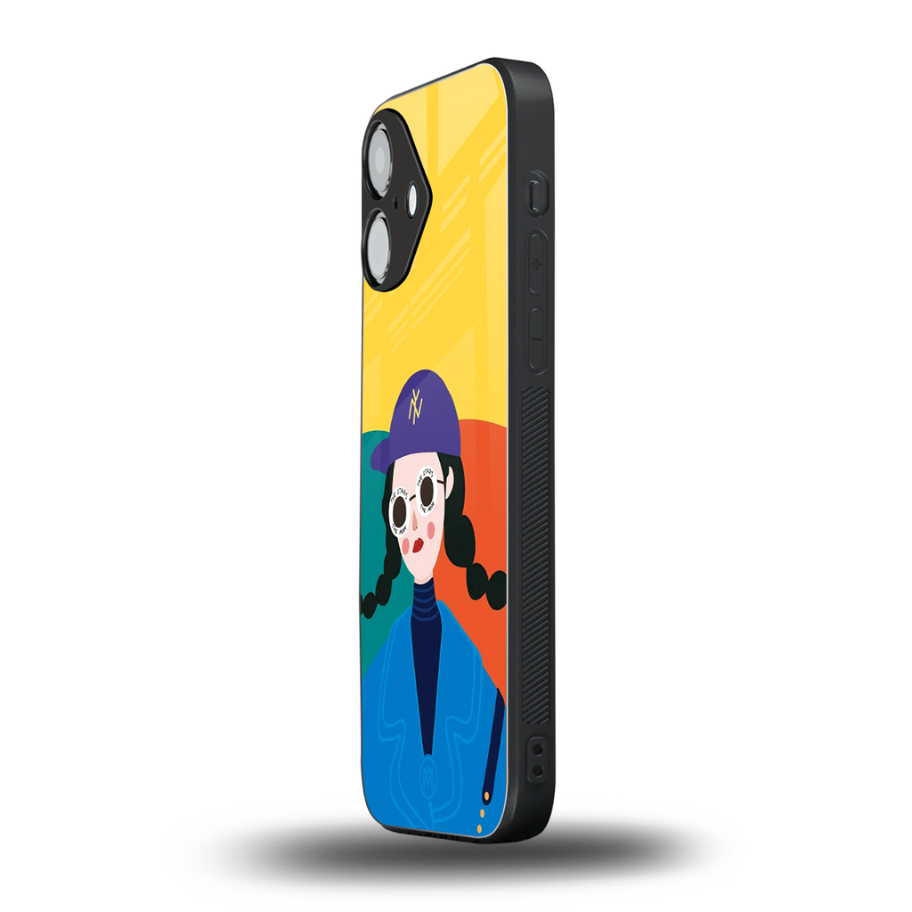 psychedelic chic back phone cover | glass case for iphone 16