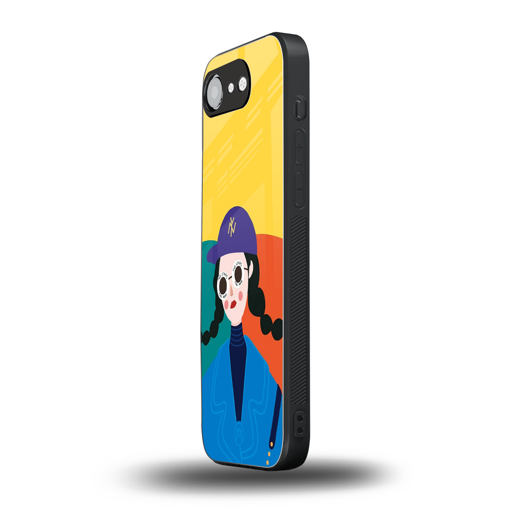 psychedelic chic back phone cover | glass case for iphone 16e