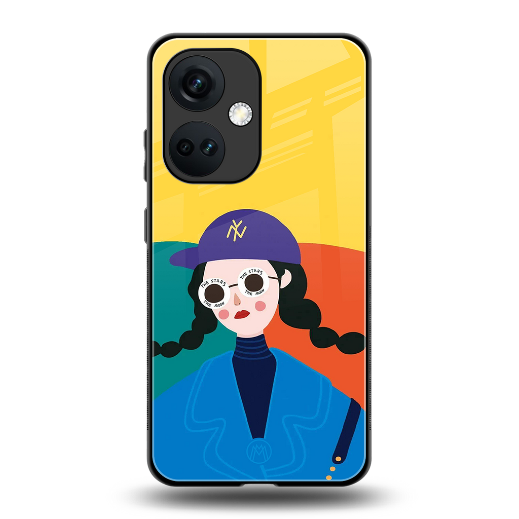 psychedelic chic back phone cover | glass case for oneplus nord ce 3