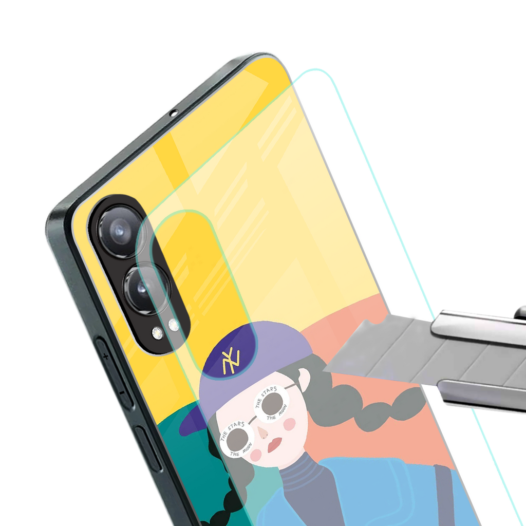 psychedelic chic back phone cover | glass case for oneplus nord ce 4 lite