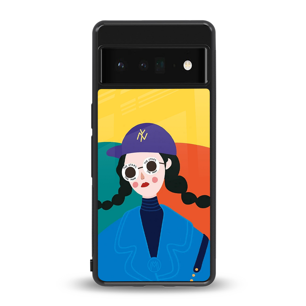 psychedelic chic back phone cover | glass case for google pixel 6 pro