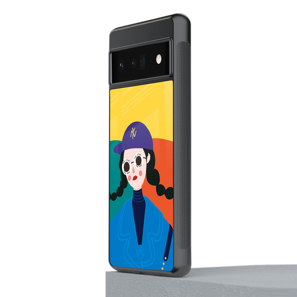 psychedelic chic back phone cover | glass case for google pixel 6 pro