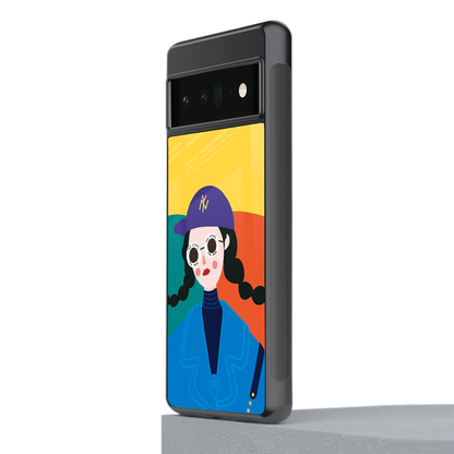 psychedelic chic back phone cover | glass case for google pixel 6 pro