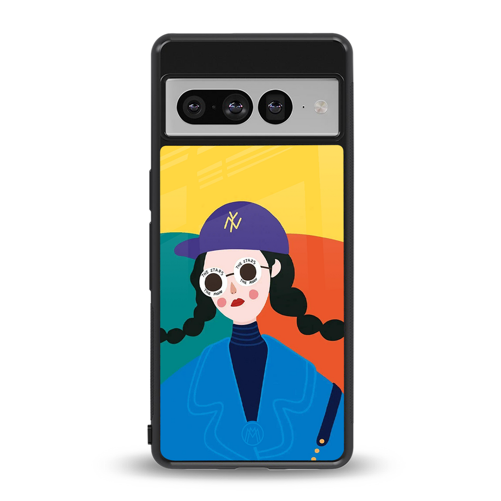 psychedelic chic back phone cover | glass case for google pixel 7 pro