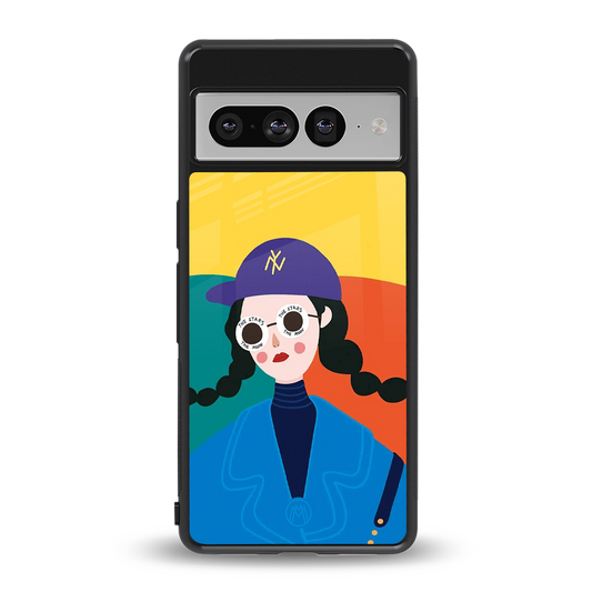 psychedelic chic back phone cover | glass case for google pixel 7 pro