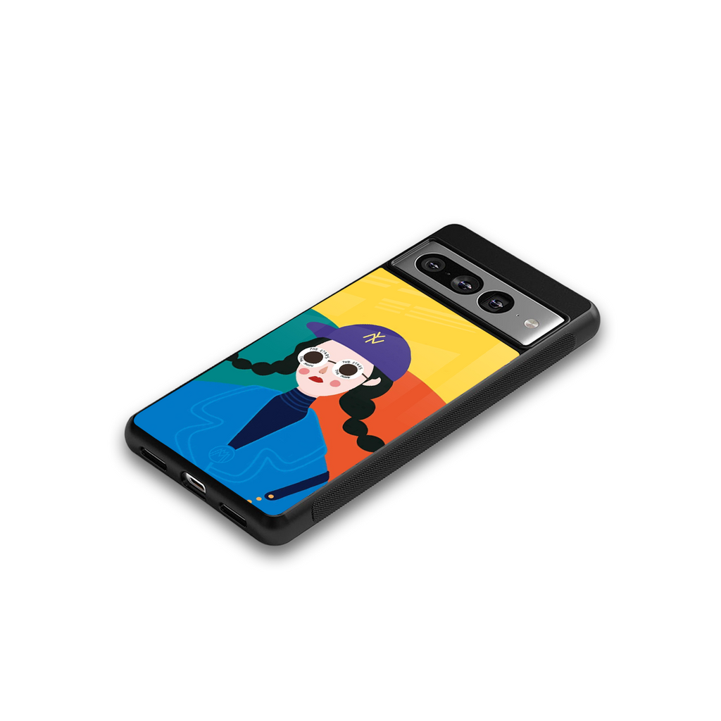 psychedelic chic back phone cover | glass case for google pixel 7 pro