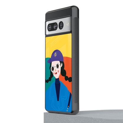 psychedelic chic back phone cover | glass case for google pixel 7 pro