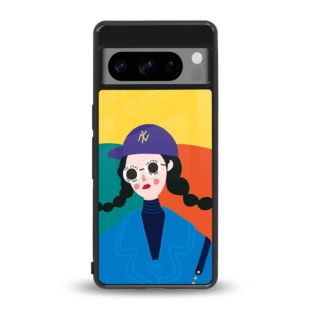 psychedelic chic back phone cover | glass case for google pixel 8 pro