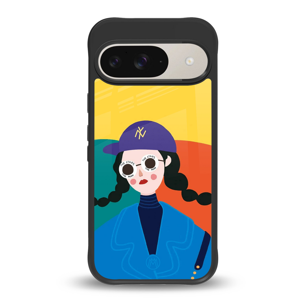 psychedelic chic back phone cover | glass case for google pixel 9