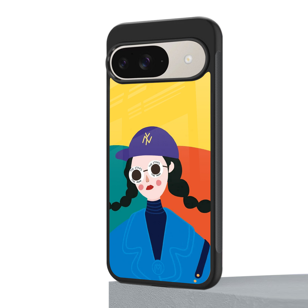 psychedelic chic back phone cover | glass case for google pixel 9