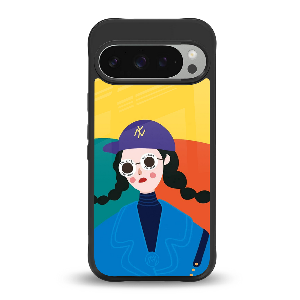 psychedelic chic back phone cover | glass case for google pixel 9 pro