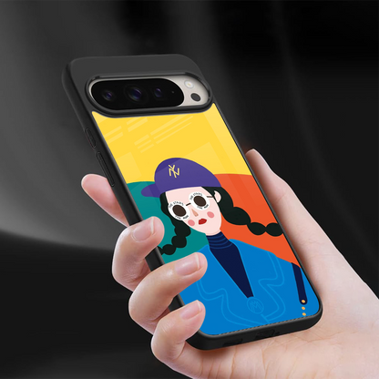 psychedelic chic back phone cover | glass case for google pixel 9 pro