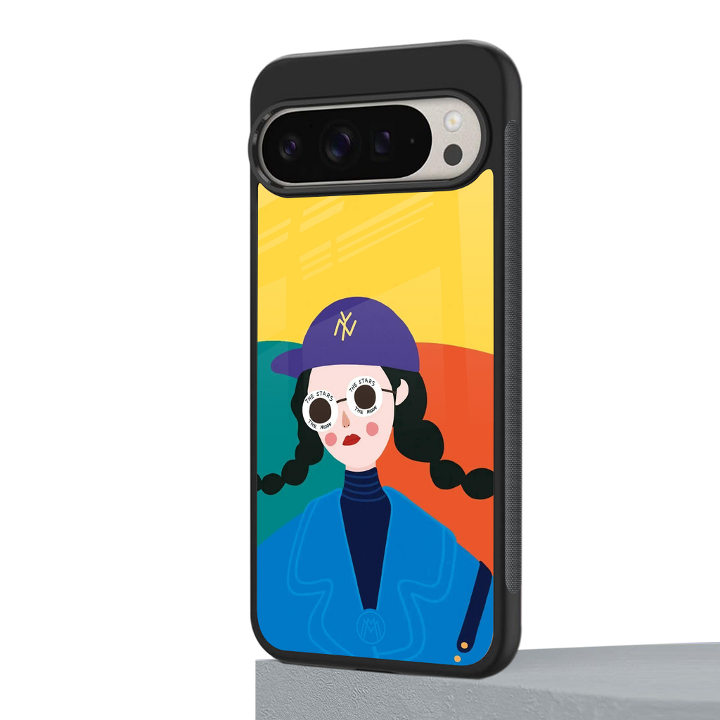 psychedelic chic back phone cover | glass case for google pixel 9 pro