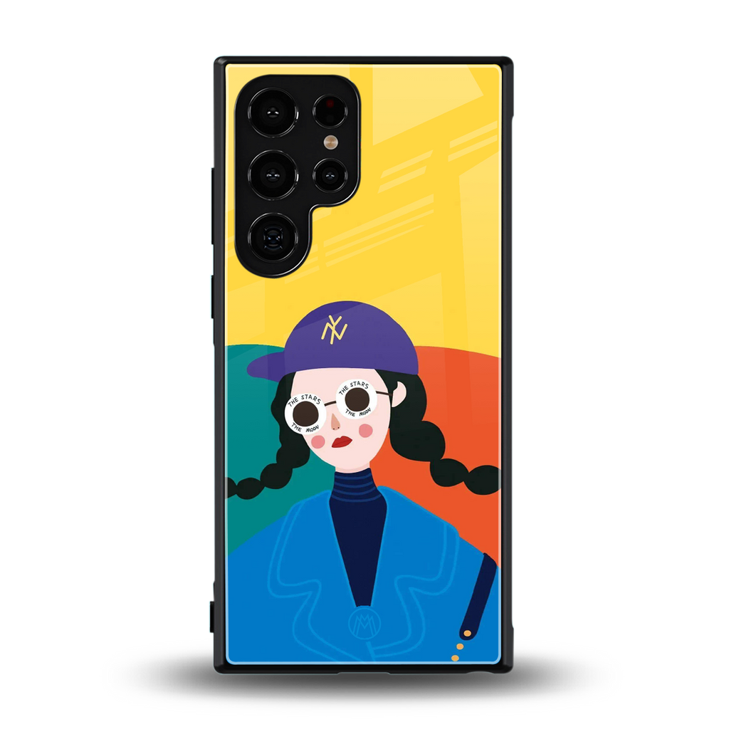 psychedelic chic back phone cover | glass case for samsung galaxy s23 ultra